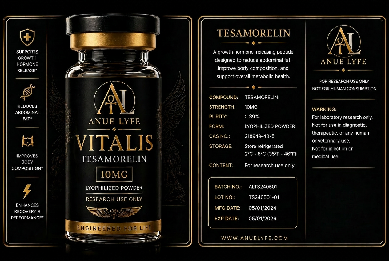 Tesamorelin research peptide product visual